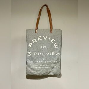 5PREVIEW- Shoreline N015 - Women’s TOTE BAG - Large- Grey, white & tan handle